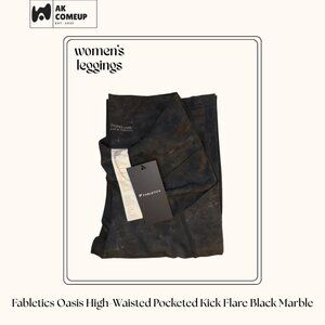 Fabletics Oasis High-Waisted Pocketed Kick Flare Black Marble